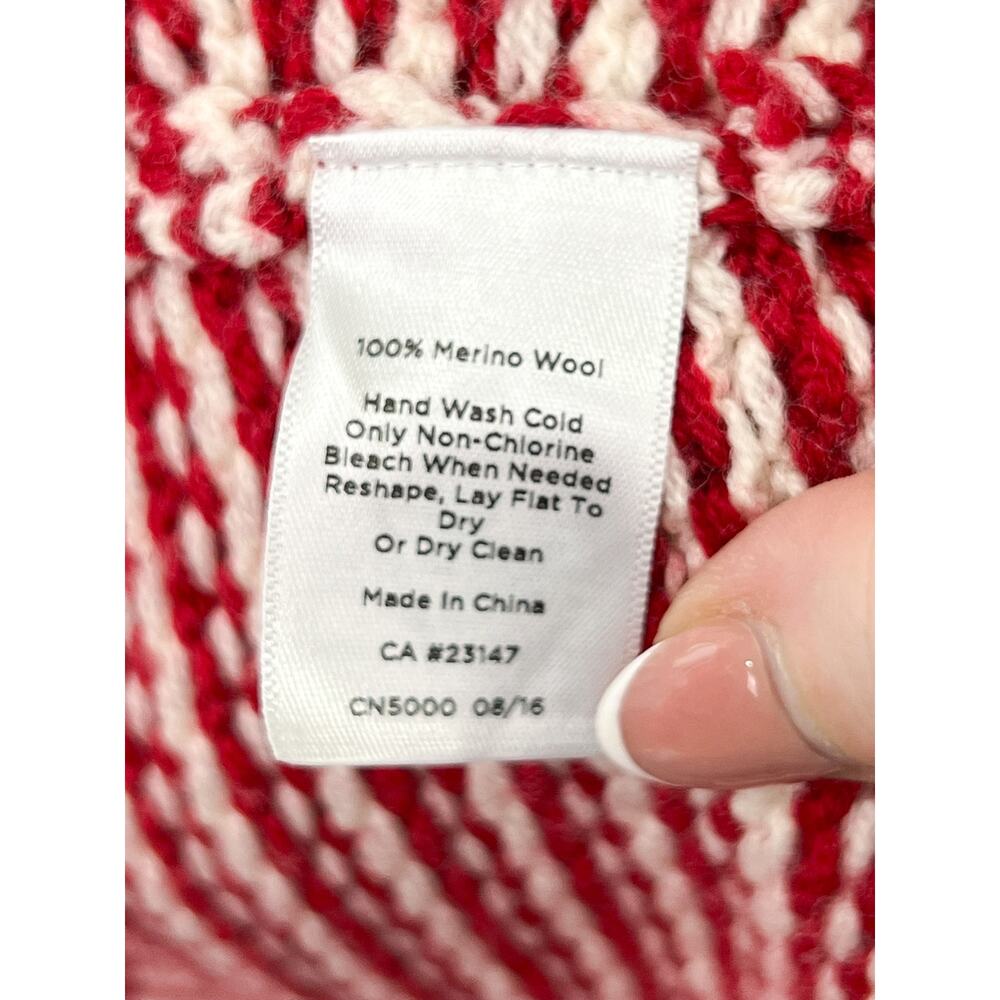 TALBOTS 100% Merino Wool Checkered Knit Cardigan Sweater Large Festive Holiday - Picture 4 of 6